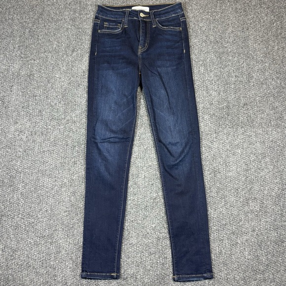 Flying Monkey Jeans Womens 24 Blue Dark Wash Skinny Mid Rise Stretch Denim - Picture 1 of 8